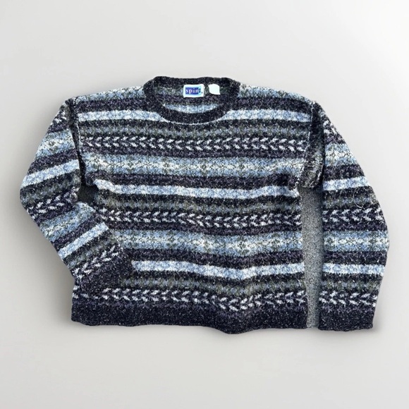 Vintage 90s Y2K Fair Isle Knit Boxy Sweater - Picture 1 of 6